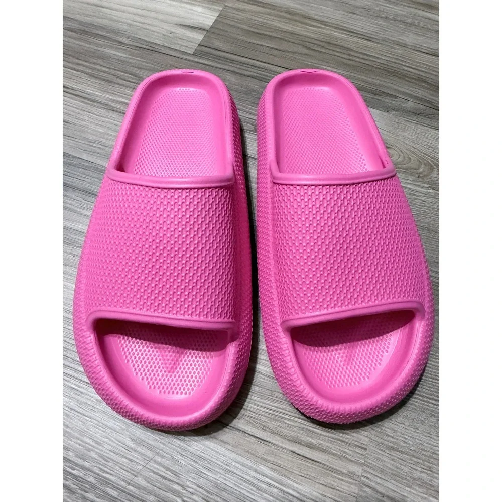 Pink Cloud Slides Platform Cushion Sandals Slip On Comfort Shoes Mens 7/8